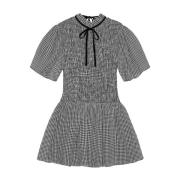 Geruite Mini Smock Jurk Ganni , Black , Dames