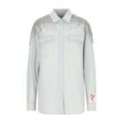 Heldere Blauwe Shirt Verhoog Garderobe Stijl Golden Goose , Blue , Dam...