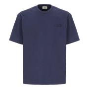 Blauw Katoenen T-shirt met Ronde Hals Autry , Blue , Heren