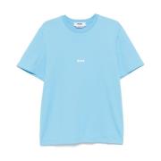 Katoenen T-shirt met bedrukt logo Msgm , Blue , Heren