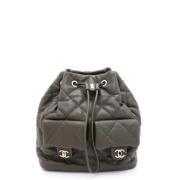 Pre-owned Leather backpacks Chanel Vintage , Green , Dames