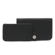 Pre-owned Leather wallets Hermès Vintage , Black , Dames