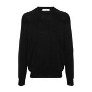 Zwarte Katoenen Crewneck Sweater Jil Sander , Black , Heren