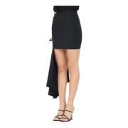 Zwarte Asymmetrische Kant Rok Elisabetta Franchi , Black , Dames