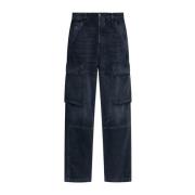 Blauwe Cargo Zak Jeans Diesel , Blue , Dames