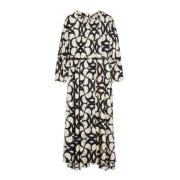 Zijden jurk met wijde rok en print Max Mara , Black , Dames