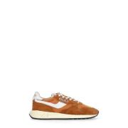 Oranje Leren Sneakers Ronde Neus Autry , Orange , Heren