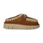 Metalen Logo Cognac Klomp Mou , Beige , Dames