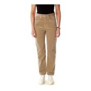 Corduroy Highwaist Straight Fit Jeans Armedangels , Beige , Dames