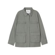 Groene Utility Jas Gewassen Look Closed , Gray , Dames