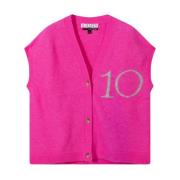 Roze Oversized Gebreid Vest 10Days , Pink , Dames