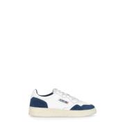 Witte Leren Sneakers met Blauwe Details Autry , White , Heren