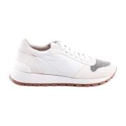 Luxe nylon en suède sneakers Brunello Cucinelli , White , Dames