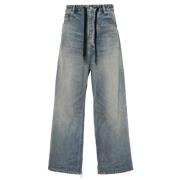 Wijde Indigo Blauwe Denim Jeans Balenciaga , Blue , Unisex