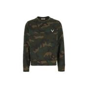 Camouflage Katoen Polyamide Sweatshirt Valentino , Green , Heren