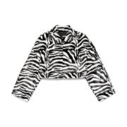 Zebra Print Faux Fur Crop Coat Rotate Birger Christensen , Black , Dam...