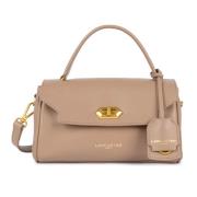 Grace Flap Handtas met Metalen Sluiting Lancaster , Beige , Dames