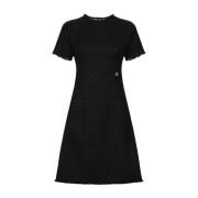 Korte jurk met logoplaatje Dolce & Gabbana , Black , Dames