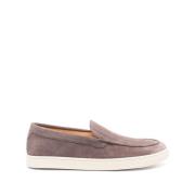 Taupe Leren Sneaker met Rubberen Zool Brunello Cucinelli , Brown , Her...