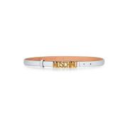 Witte Leren Couture Riem Moschino , White , Dames