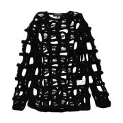 Zwarte Wol Mesh Trui Comme des Garçons , Black , Heren