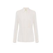 Georgette shirt met voorpand pastron Elisabetta Franchi , White , Dame...