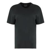 Katoenen crew-neck T-shirt met logopatch Canada Goose , Black , Dames