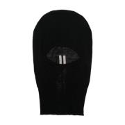 Balaclava met Geribbelde Onderkant Rick Owens , Black , Heren