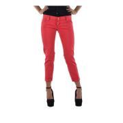 Rode Katoenen Capri Jeans met Gouden Details Dsquared2 , Red , Dames