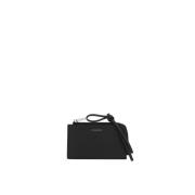 Zwarte leren sleutelhanger met zilveren hardware Jil Sander , Black , ...