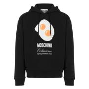 Zwarte hoodie print trui katoen Moschino , Black , Heren