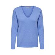 V-hals Pullover in Provence/Melange Blauw Only , Blue , Dames