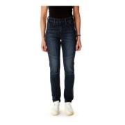 Slim Straight Biker Jeans Mid Waist G-star , Blue , Dames