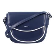 Stijlvolle Crossbody Flap Tas met Logo Marni , Blue , Dames