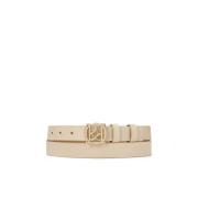 Heldere leren riem met een opvallende gesp Kazar , Beige , Dames