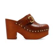 Leren Instap Blokhak Schoenen Chloé , Brown , Dames