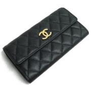 Pre-owned Leather wallets Chanel Vintage , Black , Dames