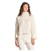 Alpaca en wol trui met ronde hals Liviana Conti , Beige , Dames