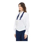 Gestreepte blouse met basque en lange mouwen Elisabetta Franchi , Whit...