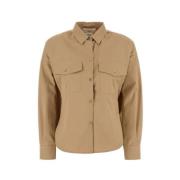 Beige Shirt met Korte Kraag Weekend , Beige , Dames