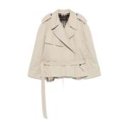 Beige Oversize Katoenen Trenchcoat Balenciaga , Beige , Dames