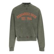 Logo Katoenen Sweatshirt Crew Neck Dsquared2 , Green , Heren