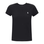 Zwarte Katoenen T-shirt met Logo Borduurwerk Polo Ralph Lauren , Black...