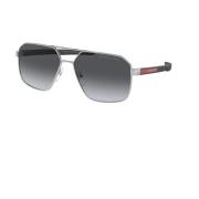 Zonnebril Linea Rossa Gepolariseerd Zilver Grijs Prada , Gray , Unisex