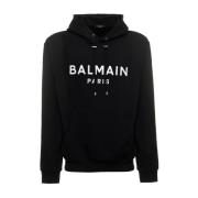 Zwarte hoodie met logoprint Balmain , Black , Heren