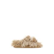 Luxe Bont Sliders Alexander McQueen , Beige , Dames