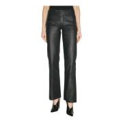 Gewaxte Katoenen Straight Leg Broek Mugler , Black , Dames