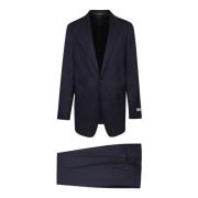 Blauw Kasjmier Pak met Inkeping Revers Canali , Black , Heren