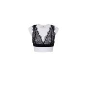 Korte mouwen jersey t-shirt met kanten bralette Elisabetta Franchi , W...