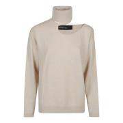 Turtle Neck Sweater Met Uitgesneden Stijl Federica Tosi , Beige , Dame...